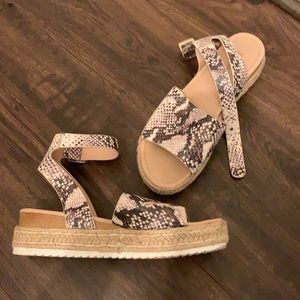 snakeskin platform sandals